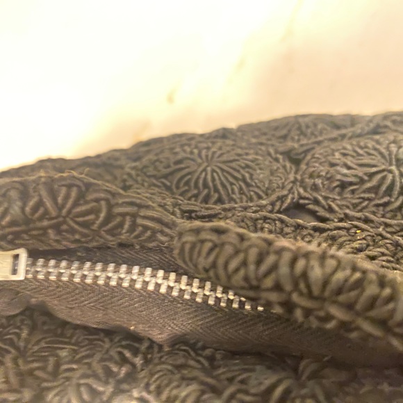 Vintage 1930’s Black Crocheted Clutch Bag Purse approx 16.5\